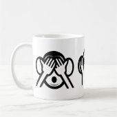 3匹の賢い猿Emoji コーヒーマグカップ (左)