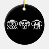 3匹の賢い猿Emoji セラミックオーナメント (裏面)