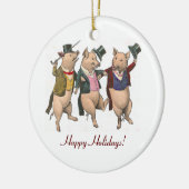 3匹の踊るブタのクリスマスのオーナメント セラミックオーナメント (左)