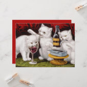3匹の陽気な子猫の饗宴 カード (正面/裏面インサイチュ)