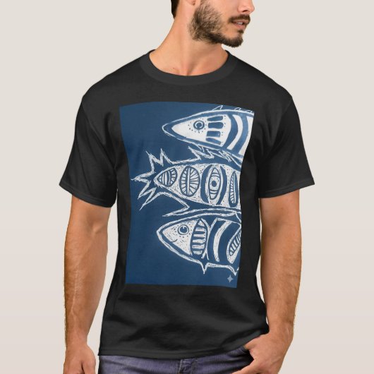 3匹の青い魚 Tシャツ (正面)