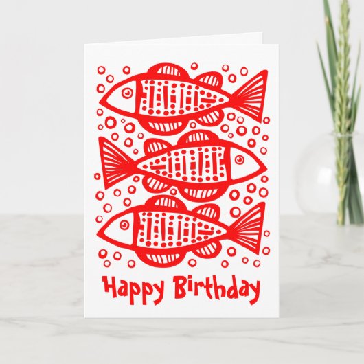 3匹の魚 – 赤 カード (正面)