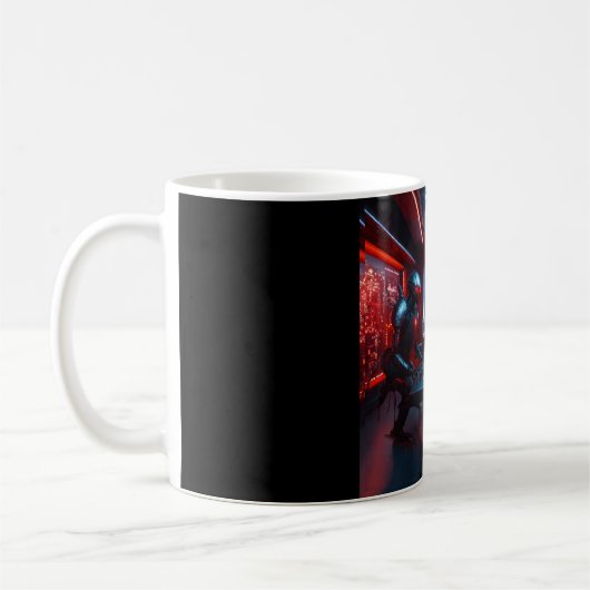 3匹の黒いゴキブリが赤目でフマノイドに直面した コーヒーマグカップ (左)