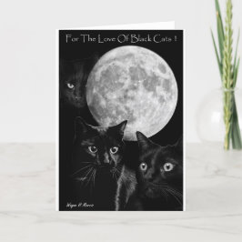 3匹の黒猫および月の挨拶状 カード