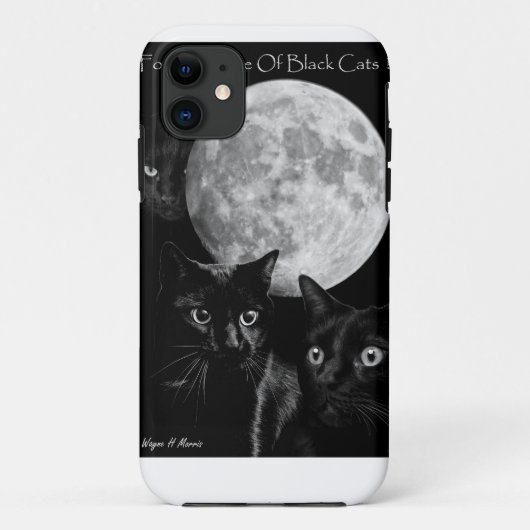 3匹の黒猫および月 Case-Mate iPhoneケース (裏面)