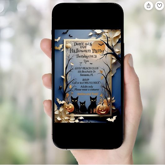 3匹の黒猫がハロウィンをお洒落不気味に 招待状