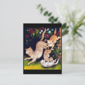 3匹よくはしゃぐ猫 ポストカード (スタンド正面)