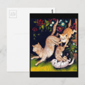 3匹よくはしゃぐ猫 ポストカード (正面/裏面)