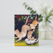 3匹よくはしゃぐ猫 ポストカード (スタンド正面)