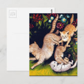 3匹よくはしゃぐ猫 ポストカード (正面/裏面)