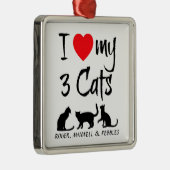 3匹カスタムの猫が大好き メタルオーナメント (右)