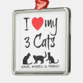 3匹カスタムの猫が大好き メタルオーナメント (左)