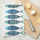 3匹ストライプの魚 キッチンタオル (四つ折り)