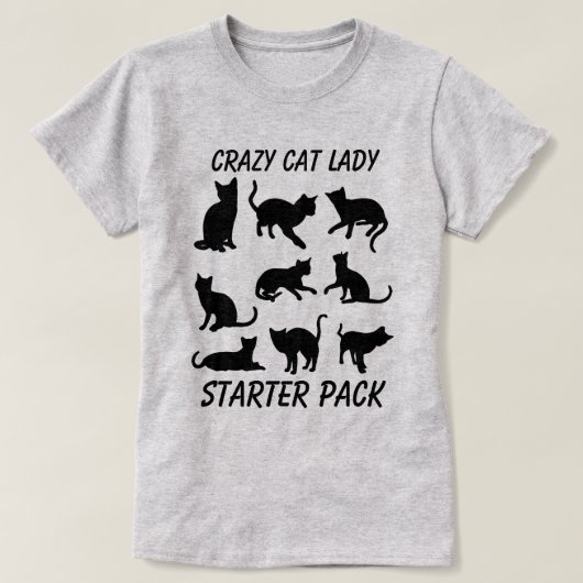 3匹熱狂するの猫が登場する「キャットレディースターターパック」 Tシャツ (デザイン正面)