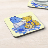 3匹絵画の非常に可愛い老テディベア コースター (左側)