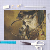 3匹遊の子猫が裁縫 薄葉紙 (クラフト)