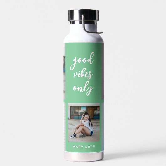 3単語コラージュ編集可能カラーウォーターボトル ウォーターボトル (左面)