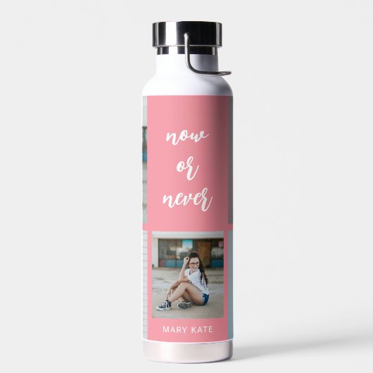 3単語コラージュ編集可能カラーウォーターボトル ウォーターボトル (左面)