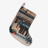 3台の自転車を前に置く建物 スモールクリスマスストッキング (正面 (吊り時))
