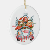 3名のクリスマスベアの家族 セラミックオーナメント (右)