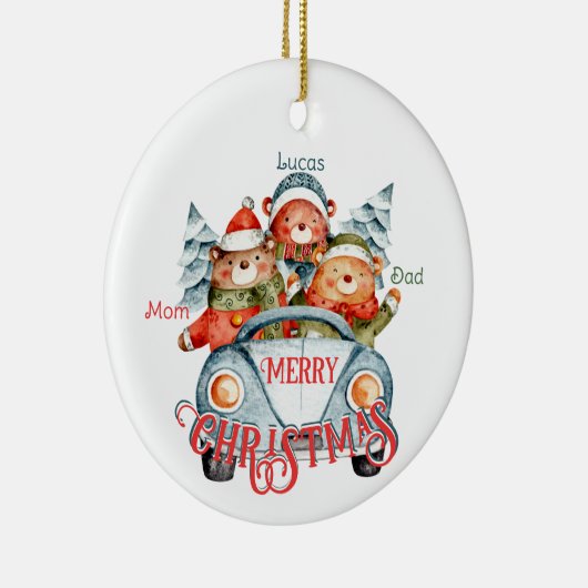 3名のクリスマスベアの家族 セラミックオーナメント (右)