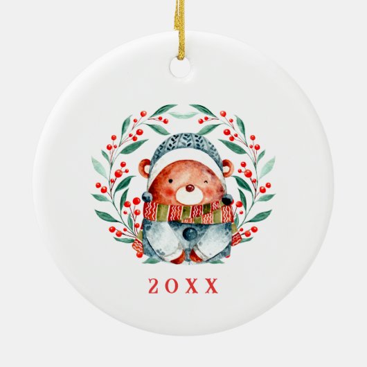 3名のクリスマスベアの家族 セラミックオーナメント (裏面)