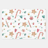 3名可愛いクリスマス雪だるま&スイーツ ラッピングペーパーシート (正面)