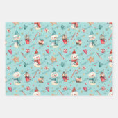 3名可愛い一致するクリスマスキャンディ19x29 ラッピングペーパーシート (正面3)