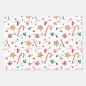 3名可愛い一致するクリスマスキャンディ19x29 ラッピングペーパーシート (正面2)