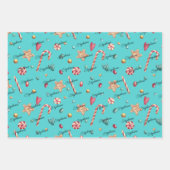 3名可愛い一致するクリスマスキャンディ19x29 ラッピングペーパーシート (正面)