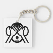 3名猿みづる見ざる不吉な絵文字を見る キーホルダー (裏面)