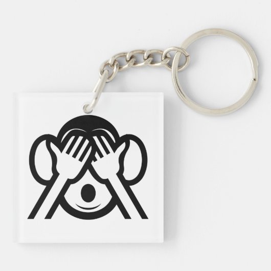 3名猿みづる見ざる不吉な絵文字を見る キーホルダー (裏面)