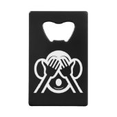 3名猿みづる見ざる不吉な絵文字を見る クレジットカード栓抜き (正面)