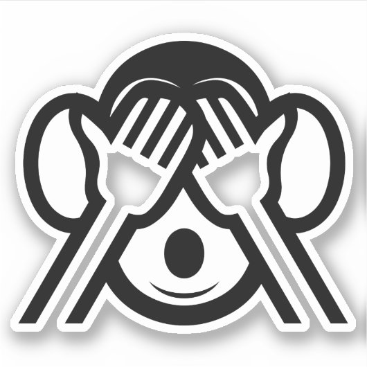 3名猿みづる見ざる不吉な絵文字を見る シール (正面)