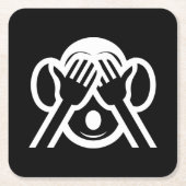 3名猿みづる見ざる不吉な絵文字を見る スクエアペーパーコースター (正面)