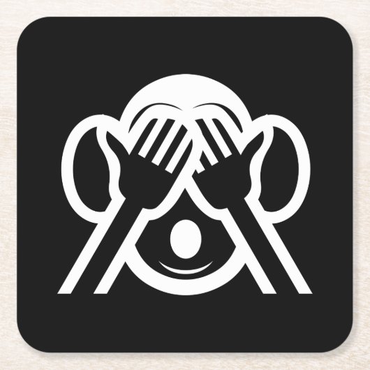 3名猿みづる見ざる不吉な絵文字を見る スクエアペーパーコースター (正面)