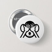 3名猿みづる見ざる不吉な絵文字を見る 缶バッジ (正面&裏面)