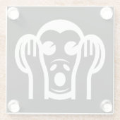 3名猿キカザル聞かざる悪い絵文字を聞かない ガラスコースター (裏面)