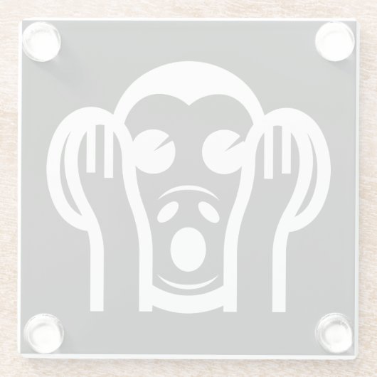 3名猿キカザル聞かざる悪い絵文字を聞かない ガラスコースター (裏面)