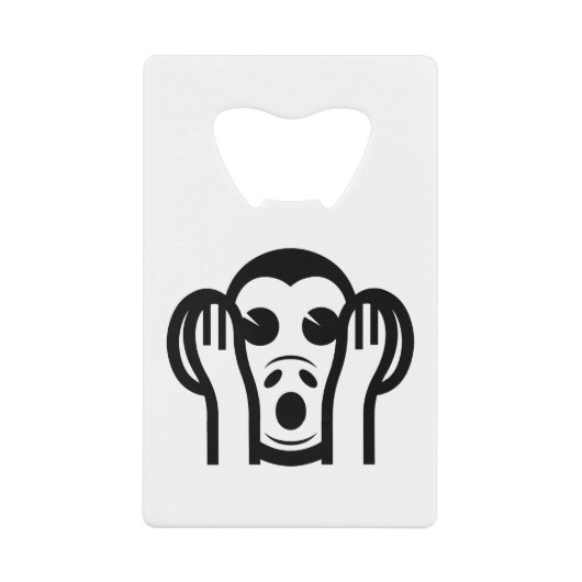 3名猿キカザル聞かざる悪い絵文字を聞かない クレジットカード栓抜き (正面)