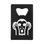 3名猿キカザル聞かざる悪い絵文字を聞かない クレジットカード栓抜き (正面)