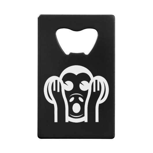 3名猿キカザル聞かざる悪い絵文字を聞かない クレジットカード栓抜き (正面)