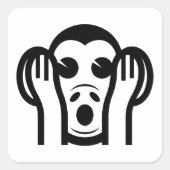 3名猿キカザル聞かざる悪い絵文字を聞かない スクエアシール (正面)
