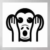 3名猿キカザル聞かざる悪い絵文字を聞かない ポスター (正面)