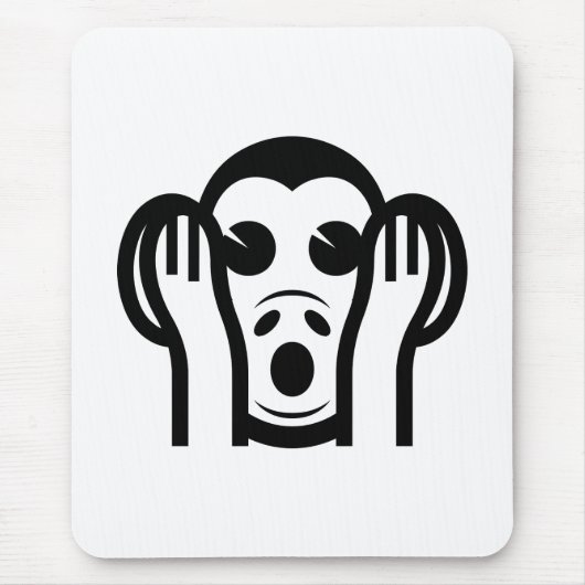 3名猿キカザル聞かざる悪い絵文字を聞かない マウスパッド (正面)