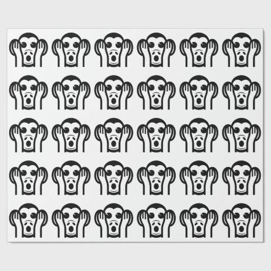 3名猿キカザル聞かざる悪い絵文字を聞かない ラッピングペーパー (フラット)