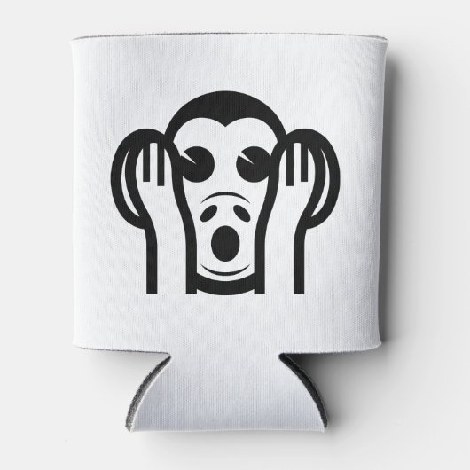 3名猿キカザル聞かざる悪い絵文字を聞かない 缶クーラー (正面)