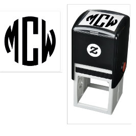 3名門私立校風のイニシャル円モノグラム枠2X セルフインキングスタンプ