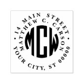 3名門私立校風のイニシャル円モノグラム額住所 セルフインキングスタンプ (デザイン)