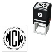 3名門私立校風のイニシャル円モノグラム額住所 セルフインキングスタンプ (インサイチュ)